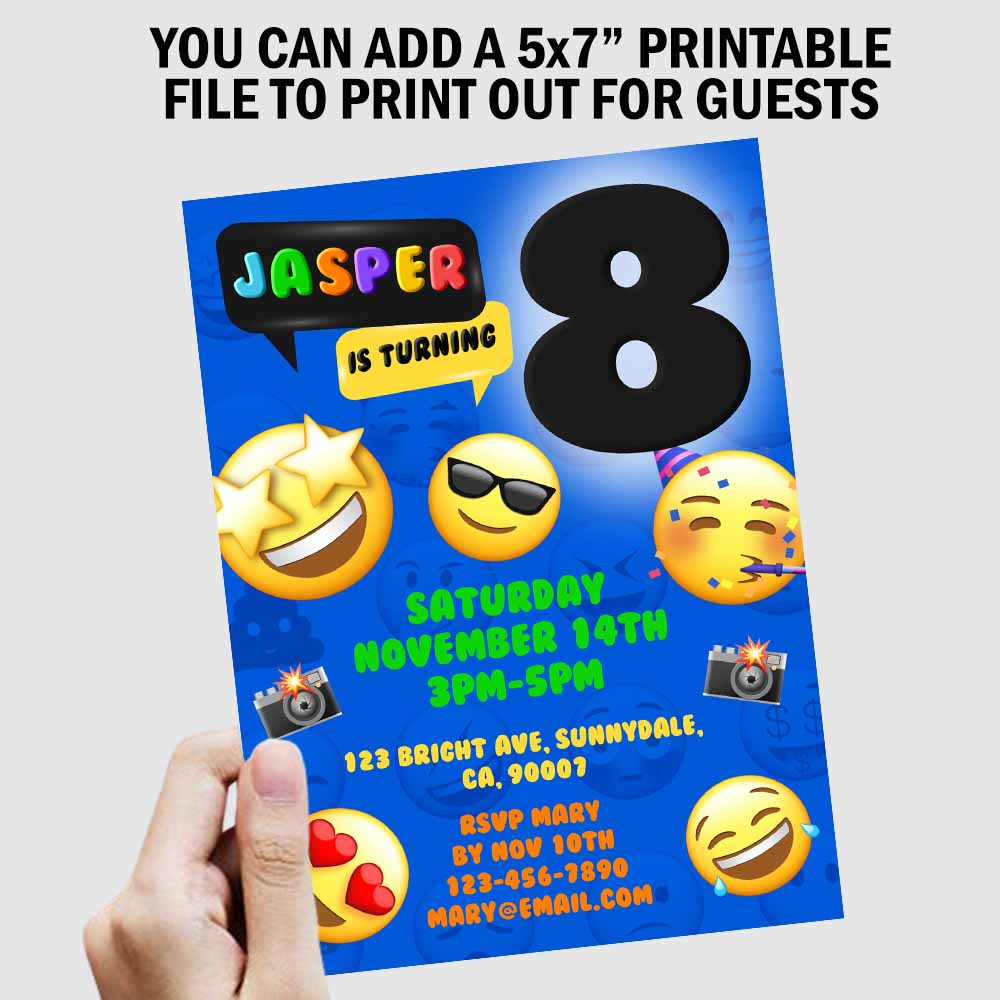 10th Emoji Birthday Invitation Emoji Party Birthday Invitation | Emoji